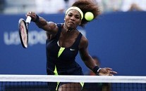 Williams of the U.S. smashes a return to Azarenka of Belarus during their women's singles finals match at the U.S. Open tennis tournament in New York